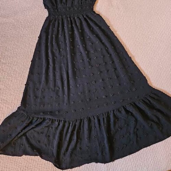 Black Chenille, Ruffle Hem Dress. Size Small - Picture 3 of 15